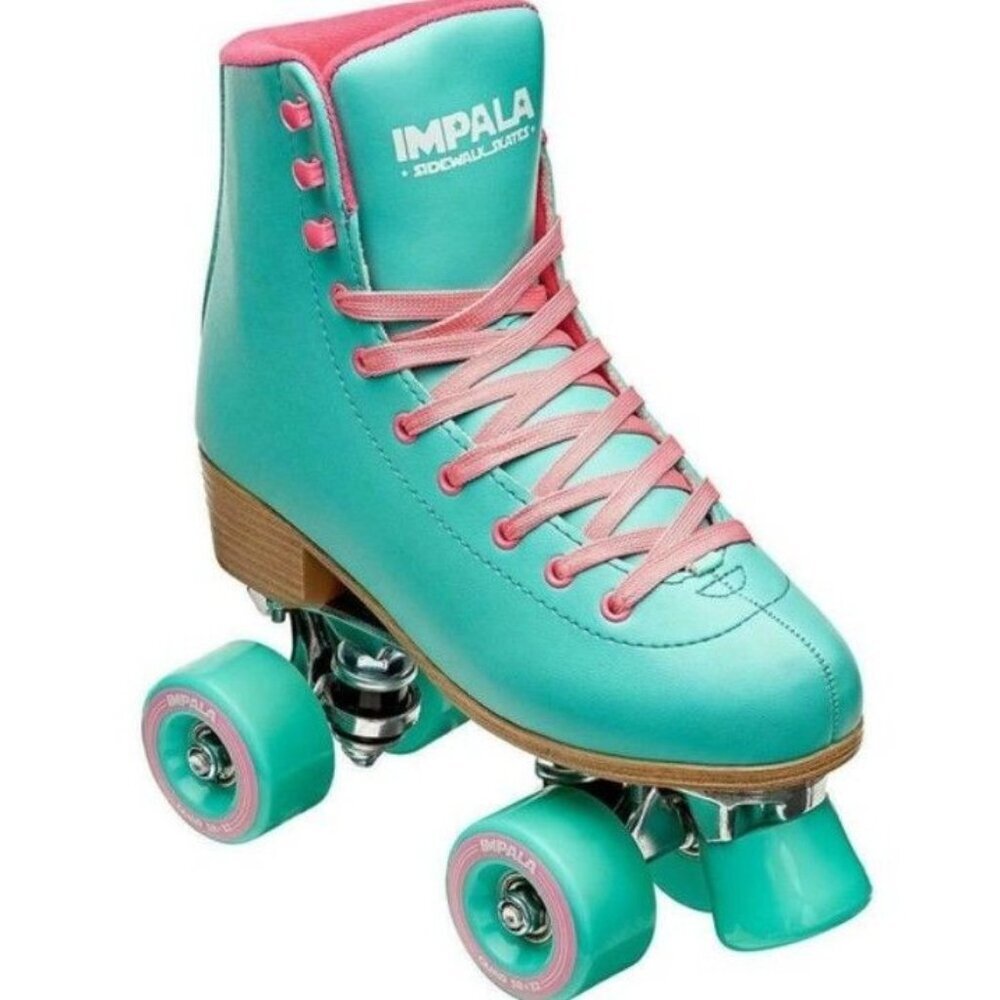 NIB Impala Vegan Quad Roller Skates Aqua Pink US 5 EU 36 UK 3